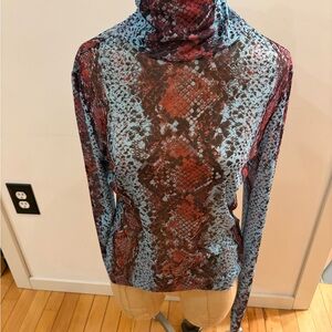 AFRM Zadie Multicolor Snakeskin Sheer Turtleneck